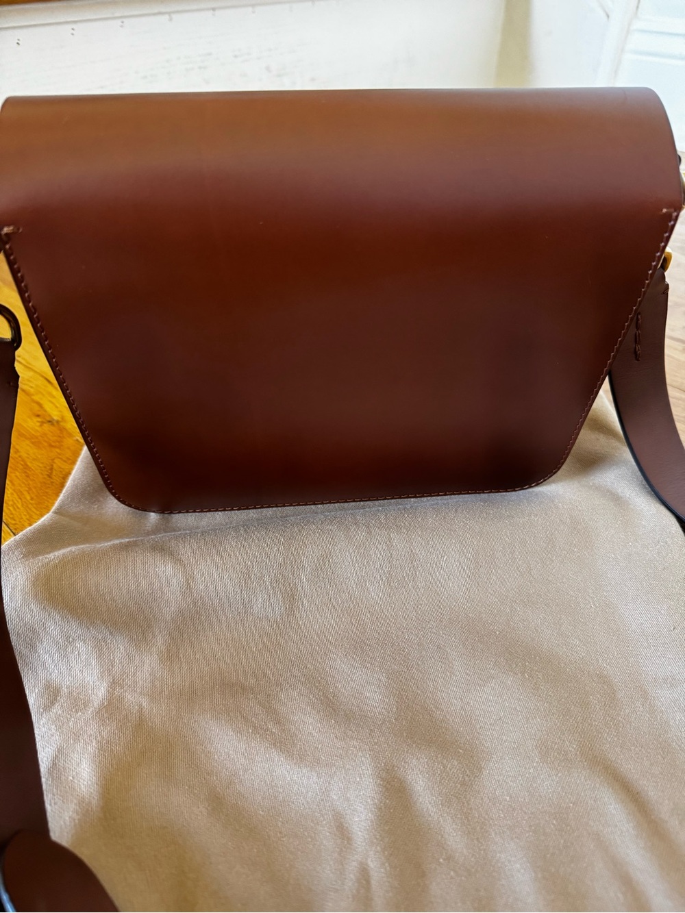 Burberry Chestnut Bridle Leather Flap Shoulder Bag - Picture 3 of 10